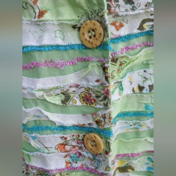 EUC NEW DIRECTION SPORT Green Lightweight Striped Floral Fabric Boho Jacket XL - Picture 10 of 12